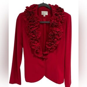 Alberto Makali Red Ruffled Collar Blazer